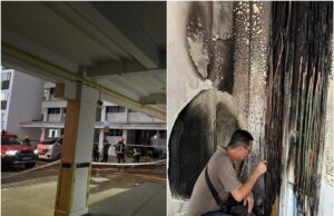 Ambos foram levados para o hospital depois que o altar pegou fogo do lado de fora do HDB do lado de fora da estrada Balestia