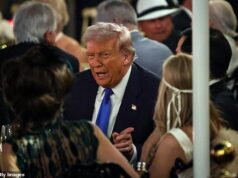 Trump dá a festa do ‘Grande Gatsby’ em Mar-A-Lago, repleta de mulheres glamorosas em trajes extravagantes dos anos 20 e até mesmo uma dançarina burlesca