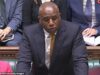 Onde está sua papoula, Vice-PM? David Lammy presta homenagem ao Remembrance ao substituir Starmer no Commons… mas precisa receber o distintivo no meio do caminho depois de esquecer de usá-lo