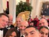 Cristiano Ronaldo posa para selfie na Casa Branca com Elon Musk e a noiva Georgina Rodriguez após jantar com Donald Trump
