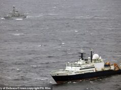 O navio fantasma de Putin dispara lasers contra a RAF: navio espião tem como alvo pilotos militares do Reino Unido com raios enquanto o confronto no Mar do Norte se intensifica