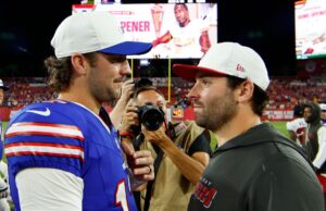 Josh Allen e Baker Mayfield fazem piadas antes do confronto Bucs-Bills