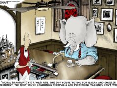 Cartoon: A falência moral é um passeio selvagem