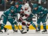 San Jose Sharks Tim Stutzl perdeu para o Ottawa Senators no SAP Center