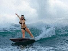 Mulher britânica ‘entrou no livro dos recordes’ surfando onda enorme em Portugal