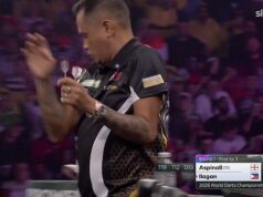 Momento hilariante estrela dos dardos foge da vespa Ally Pally enquanto o inseto causa mais estragos no Campeonato Mundial de Dardos