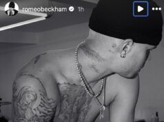 Romeo Beckham sem camisa compartilha uma nova foto de suas mais de 70 tatuagens enquanto evita o drama familiar com o irmão Brooklyn