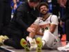 O atacante do Nuggets, Cameron Johnson, fará ressonância magnética no joelho direito