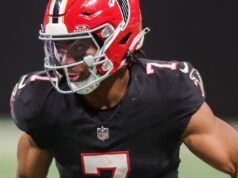 O recorde da carreira de Bijan Robinson, 195 jardas corridas, alimenta os Falcons