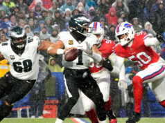 Os Eagles recuperaram o fumble de Josh Allen, vencendo por 7-0