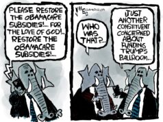 Desenho animado: salão de baile vs. cuidados de saúde