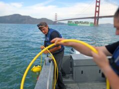 O grupo rastreia sons subaquáticos na área da baía para proteger as baleias dos navios