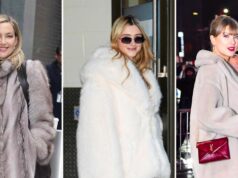 Looks agasalhados das celebridades neste inverno: jaqueta felpuda de Taylor Swift, mais