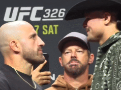 Pôster oficial do UFC 325: Alexander Volkanovski olha para Diego Lopez