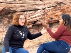 Mulher intrometida grita insultos a turista italiano durante uma disputa mesquinha por causa de um local para selfies no deslumbrante Red Rock Canyon