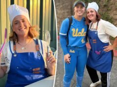 Megan Grant, da UCLA, tem um fã apaixonado acompanhando todos os seus home runs