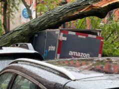 Árvore bateu em bicicletas e carros de carga da Amazon – NBC New York