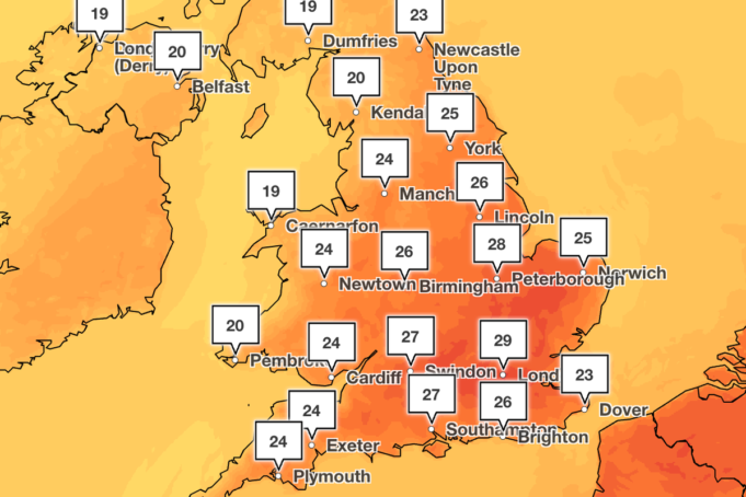 No mapa: onde as temperaturas podem chegar a 30ºC na onda de calor desta semana